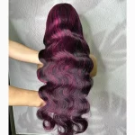 13x4 color 1B Purple Body Wave Hair Lace Wig - Image 2