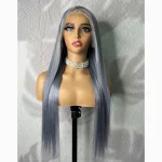 13x4 color Grey Straight Hair Lace Wig - Image 2