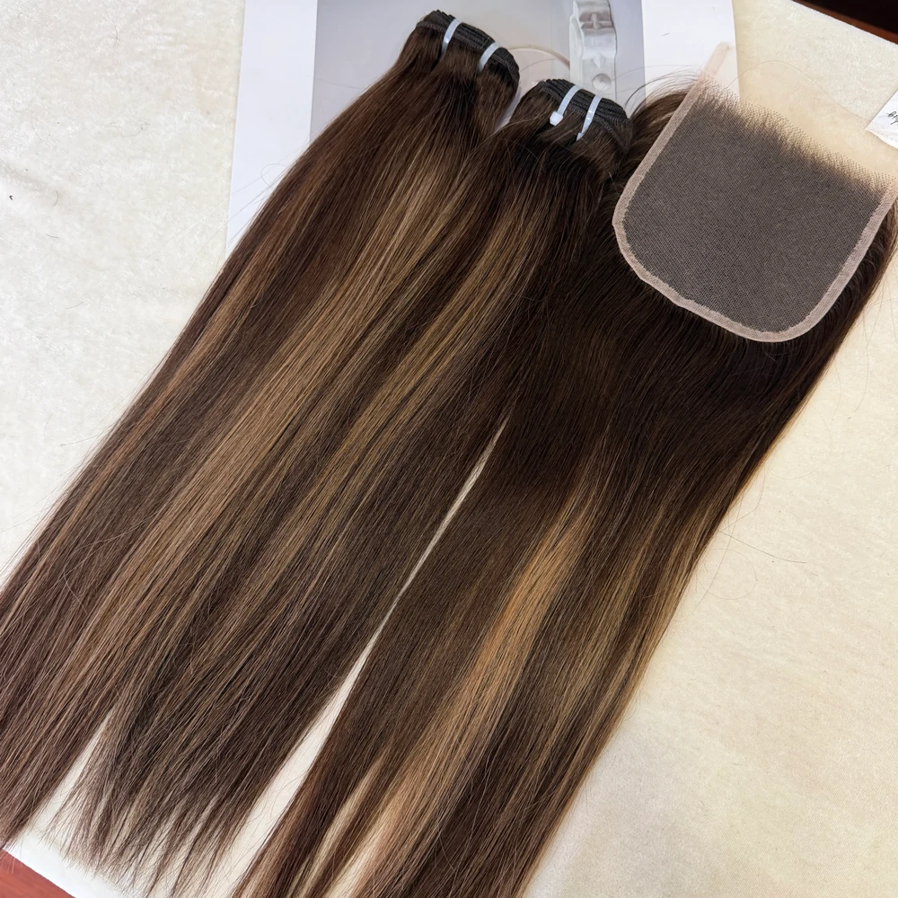 Color B2-5 hair bundle with closure Color B2/5 Hair Bundle Straight Hair With Closure - Image 1