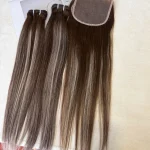 Color B2/60 Hair Bundle Straight Hair With Closure - Image 2