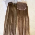 Color B3/9.1 Hair Bundle Straight Hair With Closure - Image 2