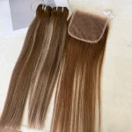 Color B4/60 Hair Bundle Straight Hair With Closure