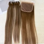Color B4/60 Hair Bundle Straight Hair With Closure - Image 2