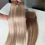 Color B7/60 Hair Bundle Straight Hair With Closure - Image 3