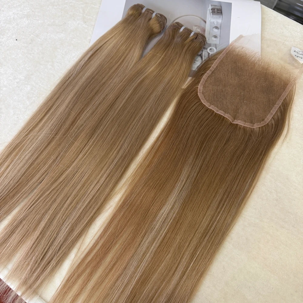 Color B7-60 hair bundle with closure3 Color B7/60 Hair Bundle Straight Hair With Closure - Image 1